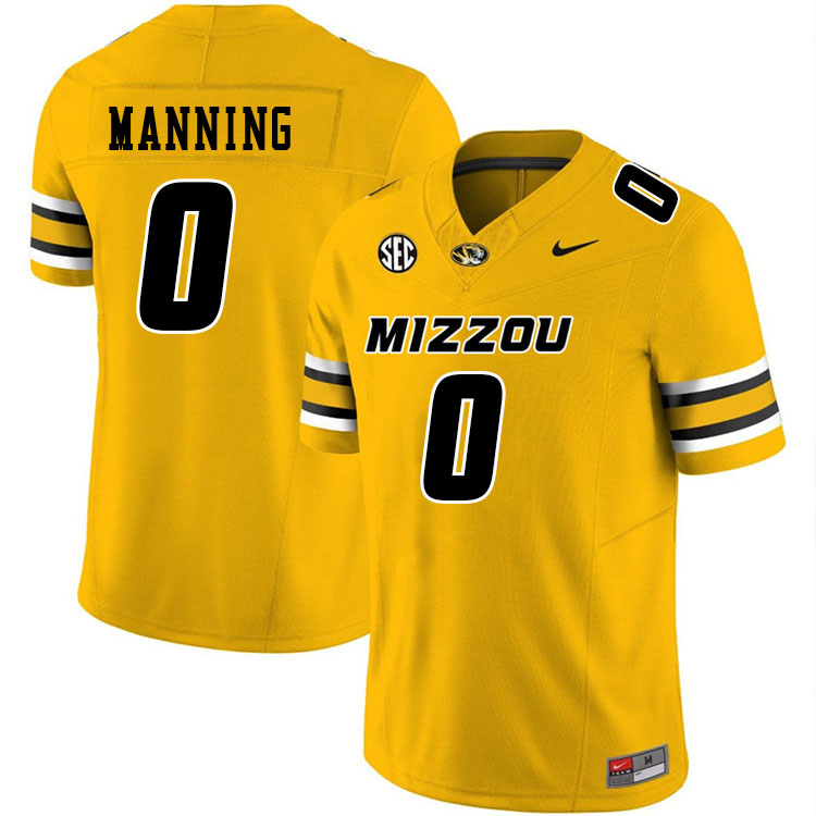 Men #0 Joshua Manning Missouri Tigers College Football Jerseys Stitched-Gold